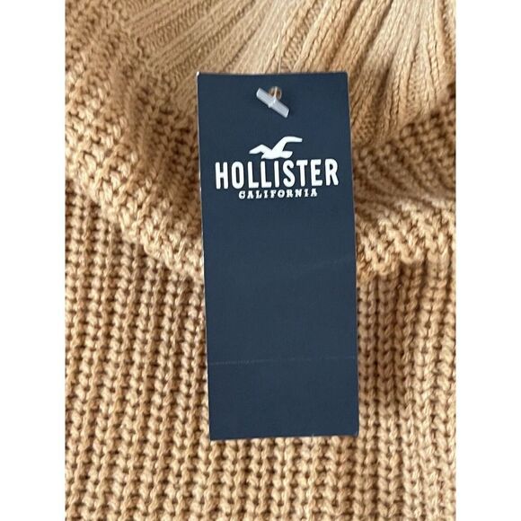 Hollister Womens Tan Ribbed Knit Mock Turtle Neck Sweater Dolman Sleeves Small - Picture 7 of 10